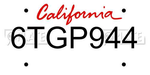 6TGP944 California License Plate