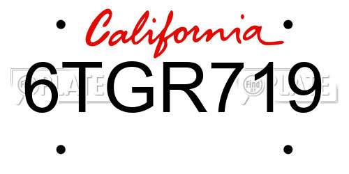 6TGR719 California License Plate