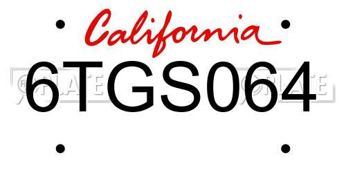 6TGS064 California License Plate
