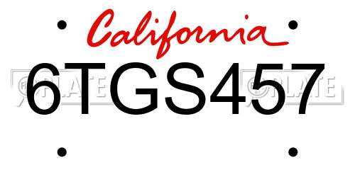 6TGS457 California License Plate