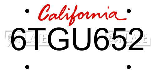 6TGU652 California License Plate