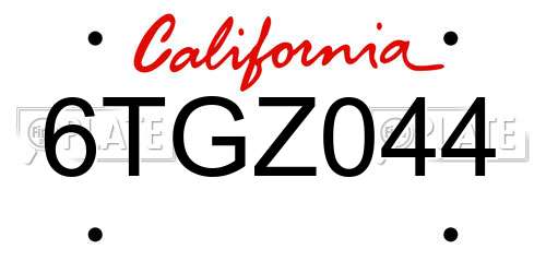 6TGZ044 California License Plate