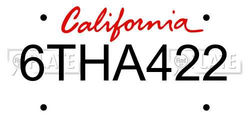 6THA422 California License Plate