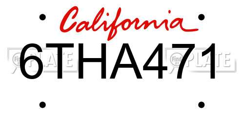 6THA471 California License Plate