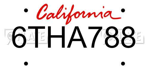 6THA788 California License Plate