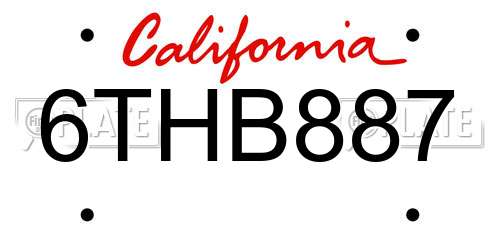 6THB887 California License Plate