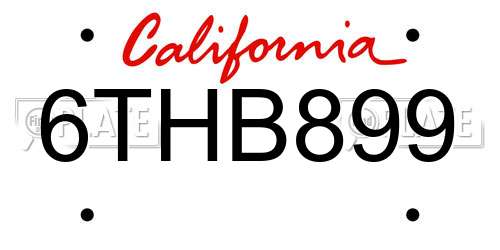 6THB899 California License Plate