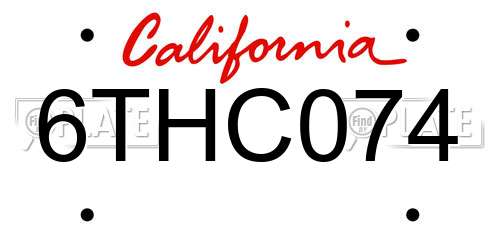 6THC074 California License Plate
