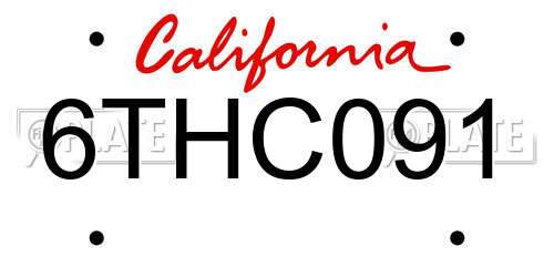 6THC091 California License Plate