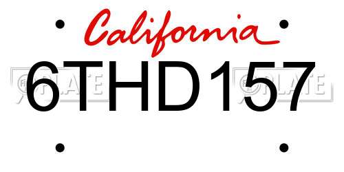 6THD157 California License Plate
