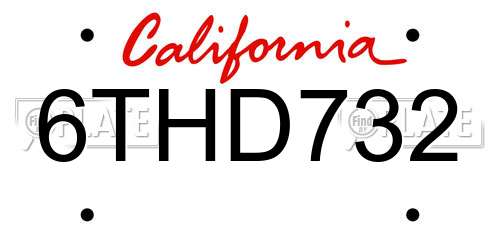 6THD732 California License Plate