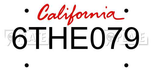 6THE079 California License Plate