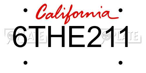 6THE211 California License Plate