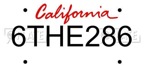 6THE286 California License Plate