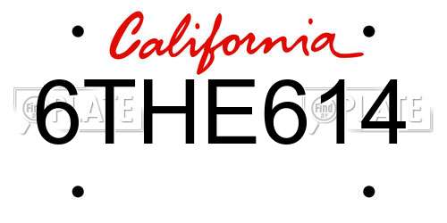 6THE614 California License Plate