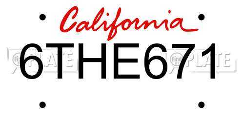 6THE671 California License Plate