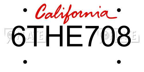 6THE708 California License Plate