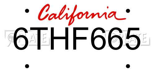 6THF665 California License Plate