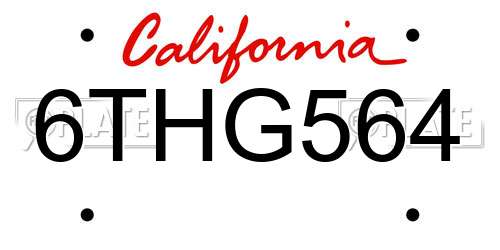 6THG564 California License Plate