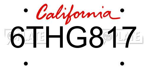 6THG817 California License Plate