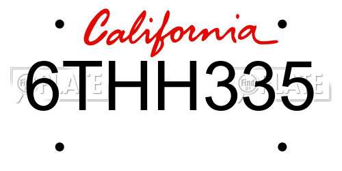 6THH335 California License Plate
