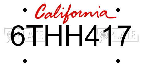 6THH417 California License Plate