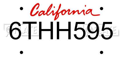 6THH595 California License Plate