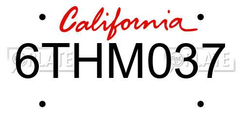 6THM037 California License Plate