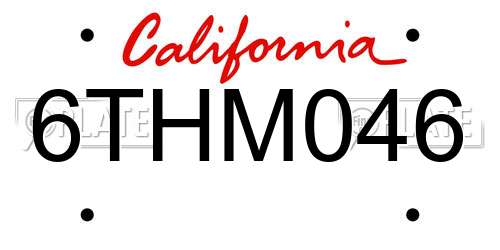 6THM046 California License Plate