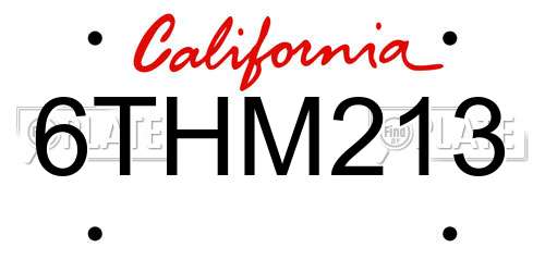 6THM213 California License Plate