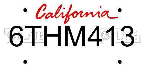 6THM413 California License Plate