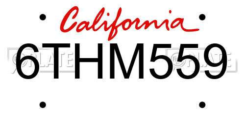 6THM559 California License Plate