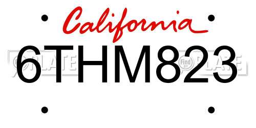 6THM823 California License Plate