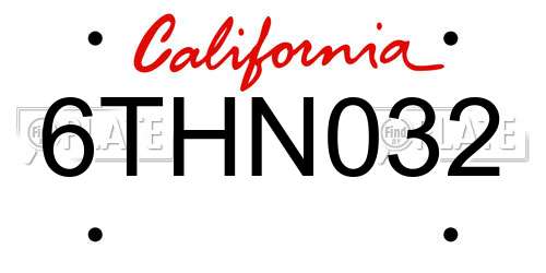 6THN032 California License Plate