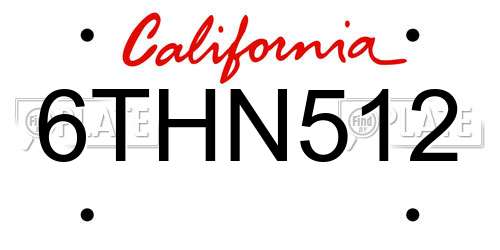 6THN512 California License Plate