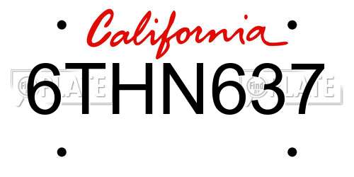 6THN637 California License Plate