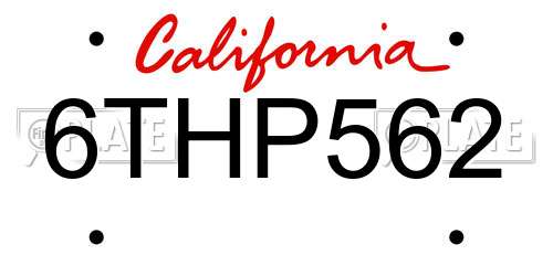 6THP562 California License Plate