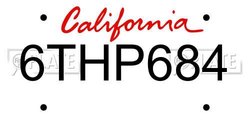 6THP684 California License Plate