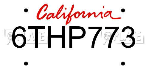 6THP773 California License Plate