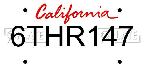 6THR147 California License Plate