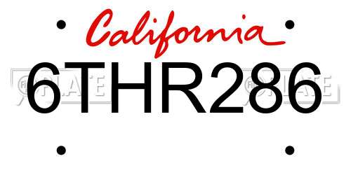 6THR286 California License Plate