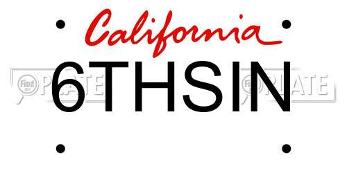 6THSIN California License Plate