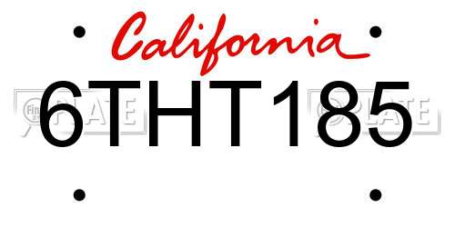 6THT185 California License Plate