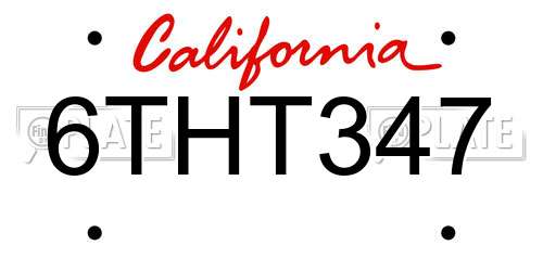 6THT347 California License Plate