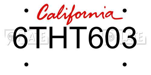 6THT603 California License Plate