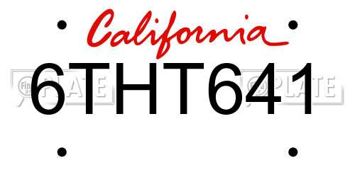 6THT641 California License Plate