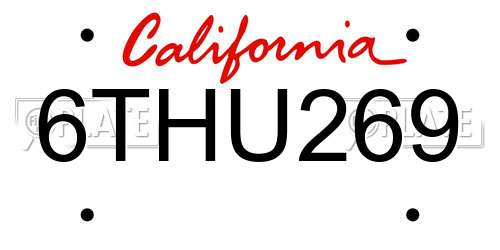 6THU269 California License Plate