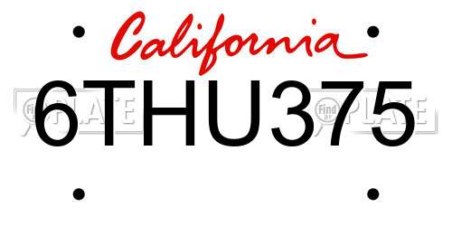 6THU375 California License Plate