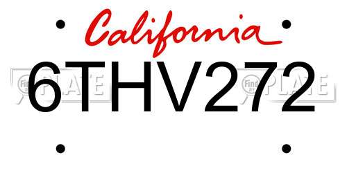 6THV272 California License Plate