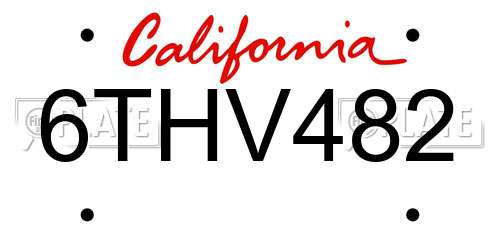 6THV482 California License Plate